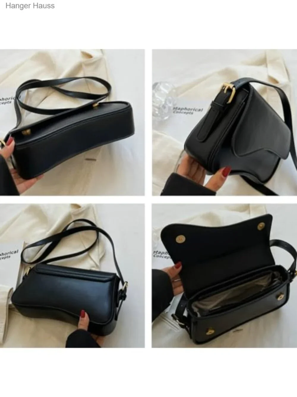 Vegan Leather Retro Y2K Hobo Shoulder Bag Adjustable Strap Tote